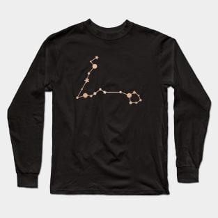 Pisces Zodiac Constellation in Rose Gold - Black Long Sleeve T-Shirt